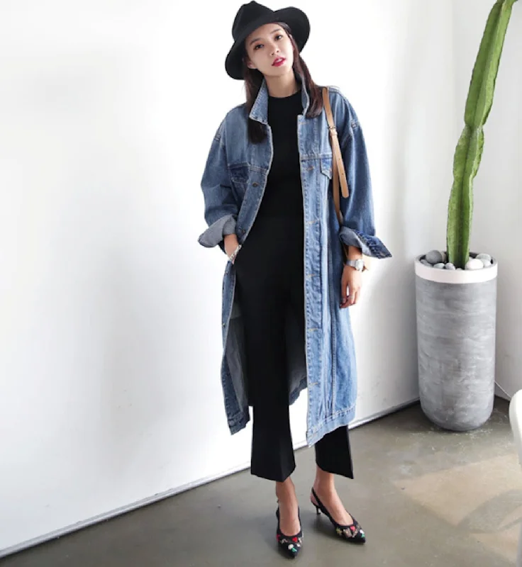 Womens Denim Trench Coat