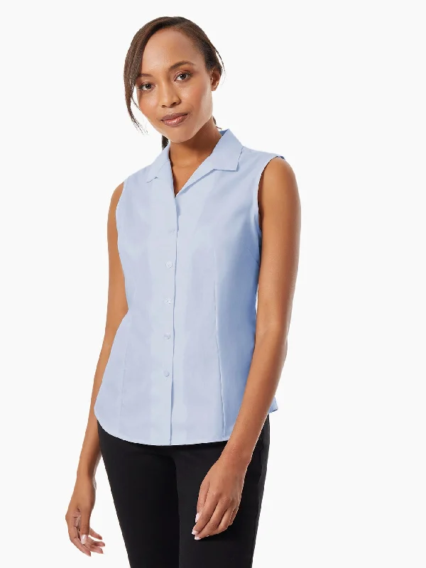 Easy-Care Sleeveless Button-Up Shirt