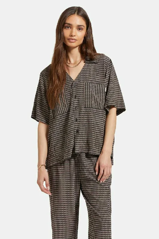 Hudson Lounge S/S Woven Shirt - Washed Black/Cinder Grey Diamond Check