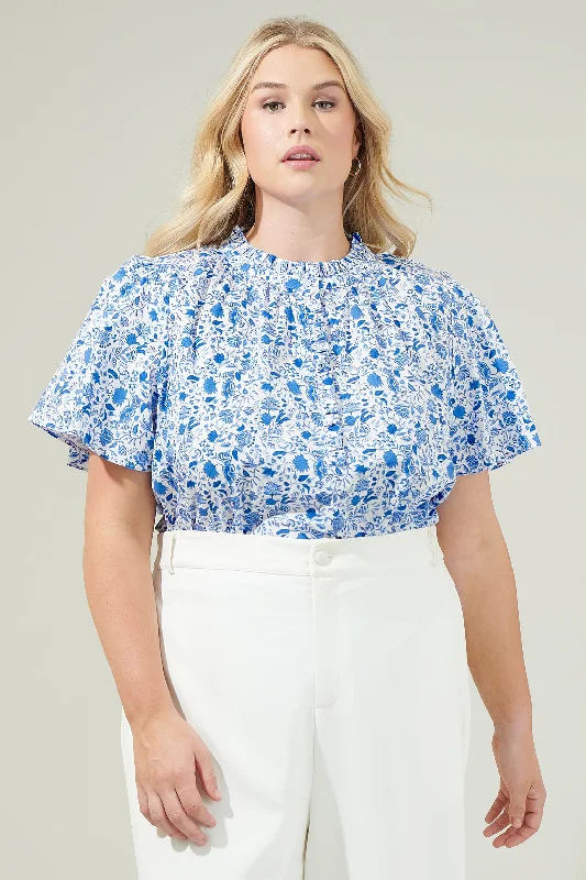 Luray Floral Lily Floral Ruffle Blouse Curve