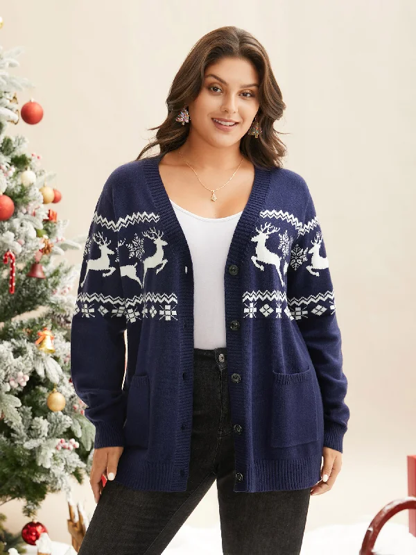 Supersoft Essentials Holiday Patterns Button Front Cardigan