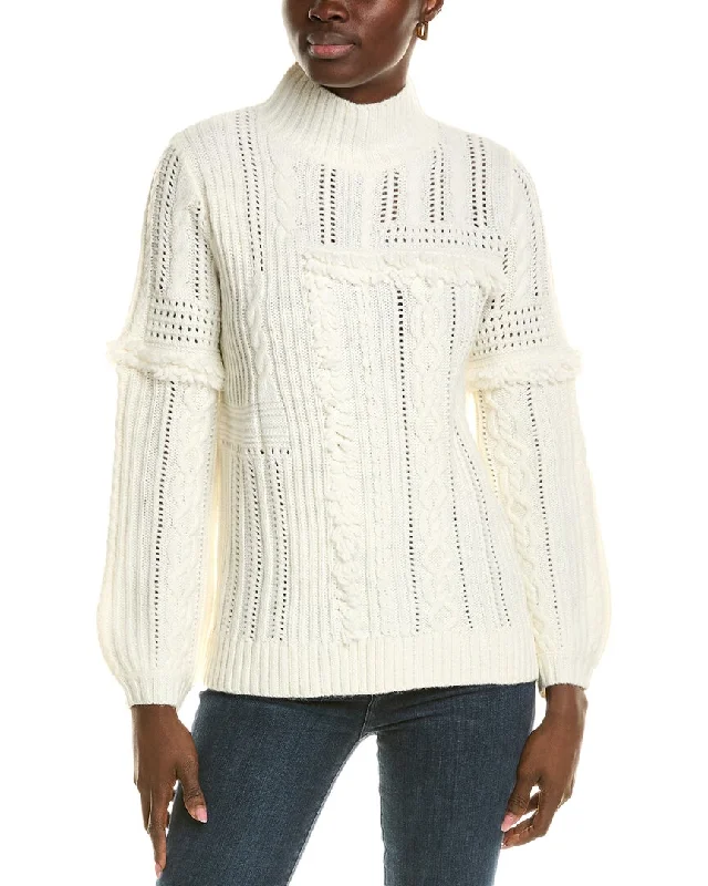 tyler böe Mixed Fringe Wool-Blend Sweater