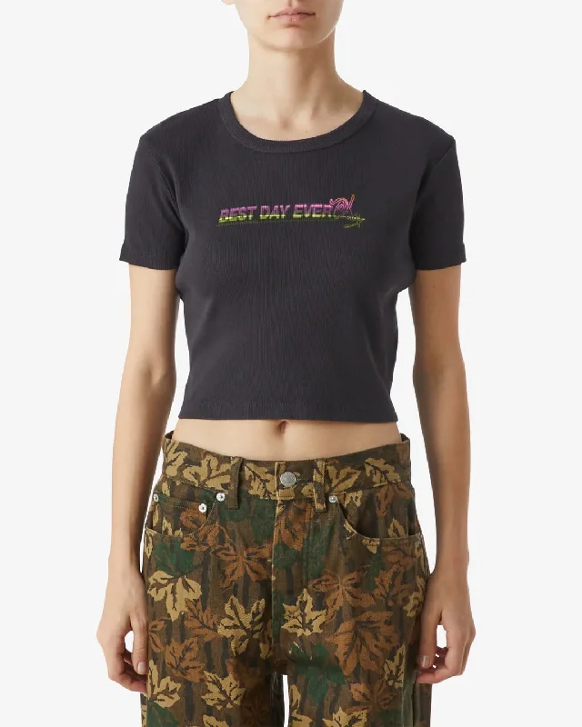 Best Day Ever Cropped Emma Rib Tee - Black