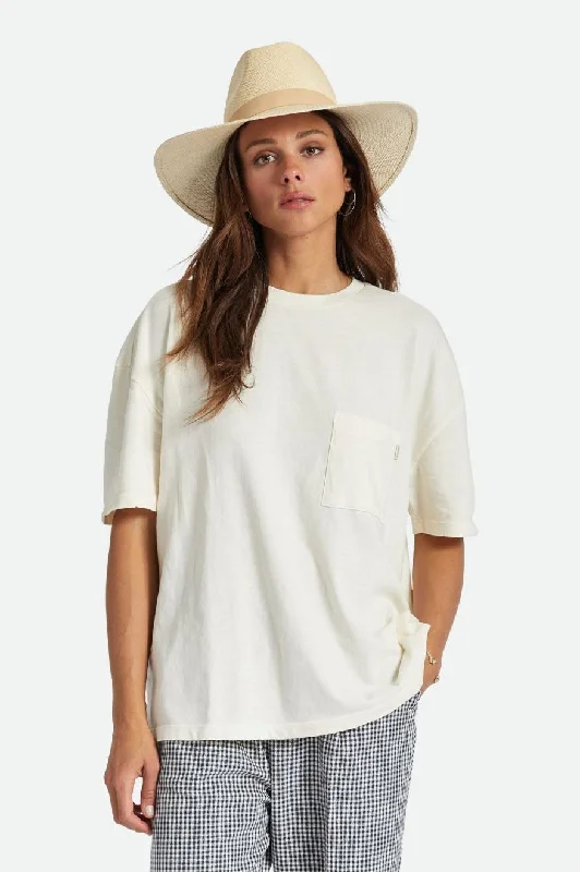 Carefree Oversized Boyfriend Pocket Tee - Whitecap