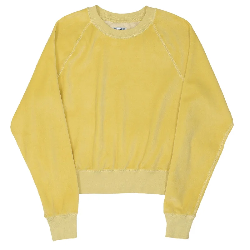 Long Sleeve Cropped Velour Raglan Crewneck - Dijon