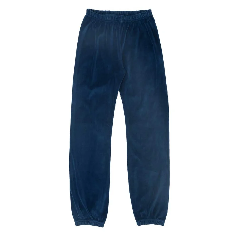 "SIENA" 26" Inseam Velour Sweatpants - Navy