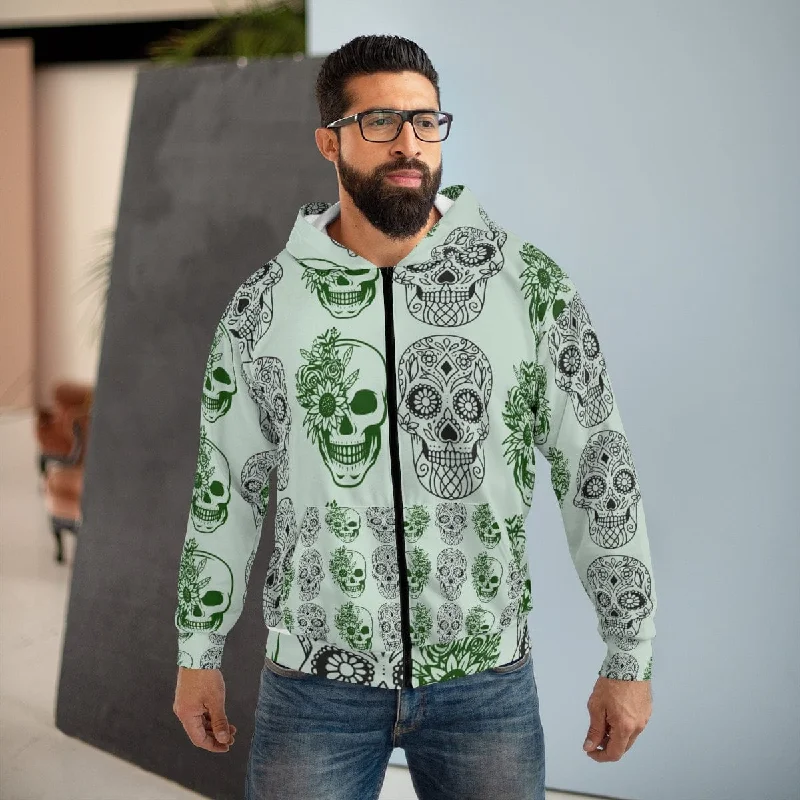 Skull Pattern Unisex Zip Up Hoodie