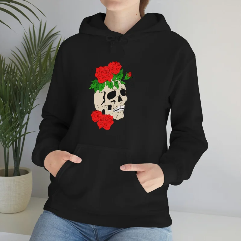 Skull Roses Print Hooded Sweatshirt