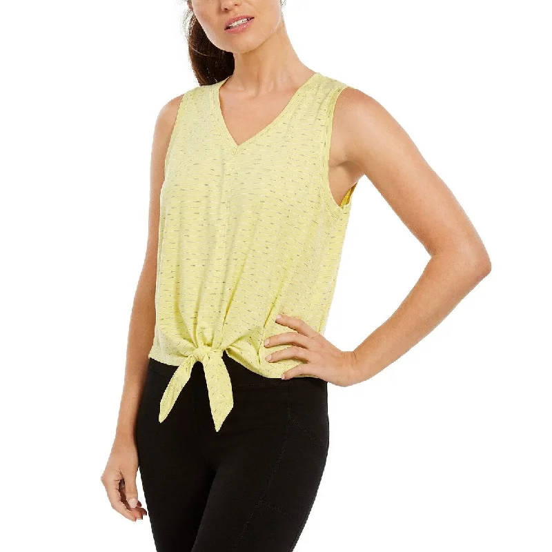 Ideology Women's Striped Tie-Front Tank Top Yellow Size Extra Small - X-Small