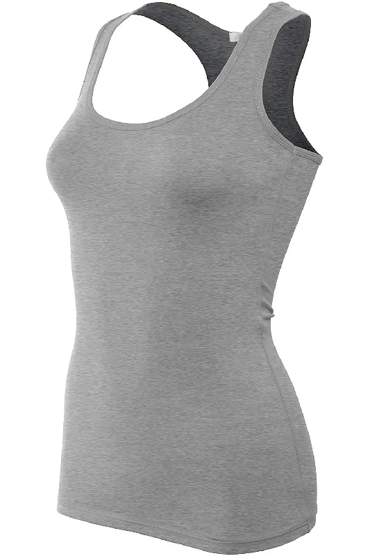 Bozzolo Women's Basic Cotton Spandex Racerback Solid Plain Fitted Tank Top -RT1777