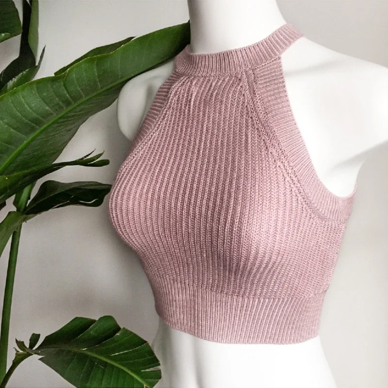 Summer off shoulder knitted bustier crop top Women sleeveless crop top elastic tube tank tops Beach sexy camis 7 colors