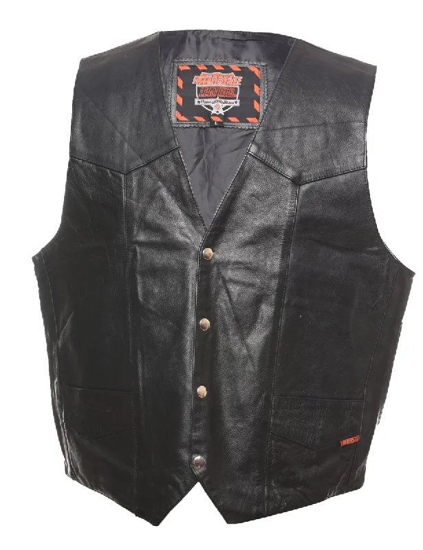 Black Leather Waistcoat - L