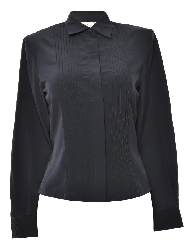 Black Rafaella Striped Front Blouse - M