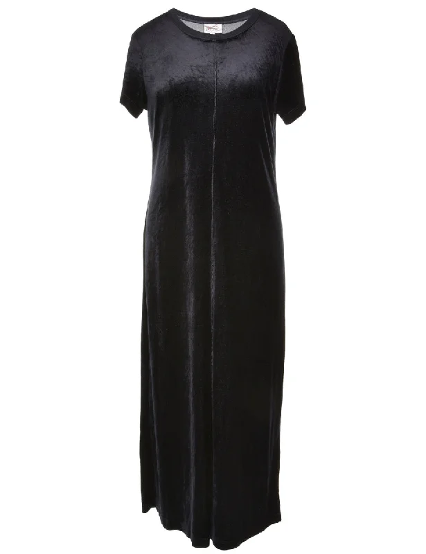 Black Velvet Evening Dress - M