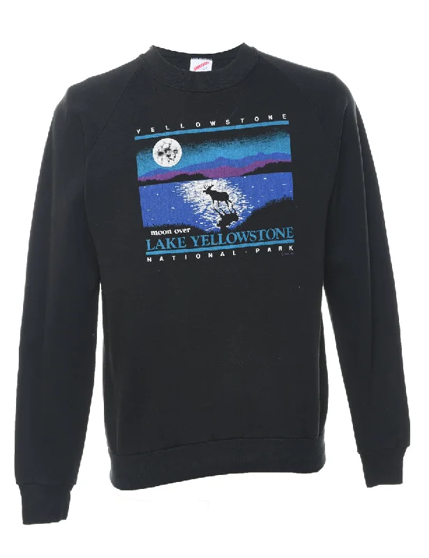 Black Yellowstone Print Sweatshirt - S