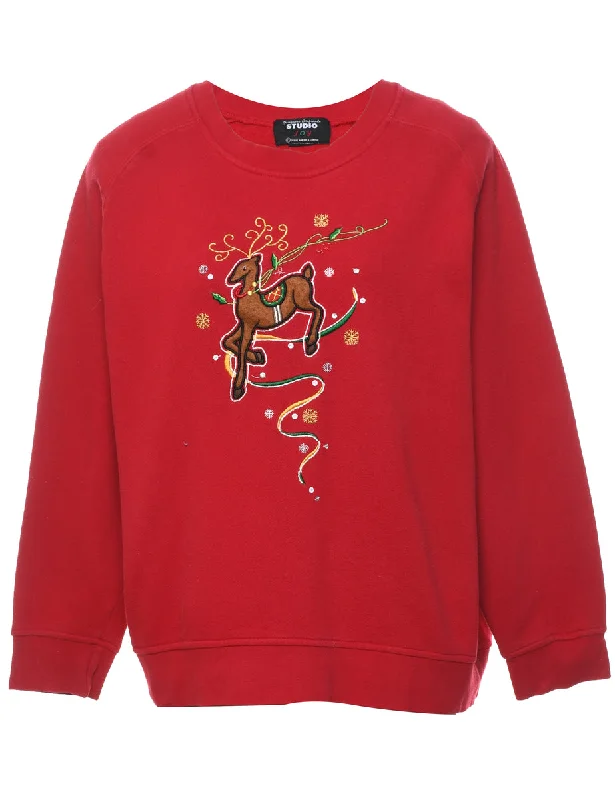 Embroidered Christmas Sweatshirt - XL