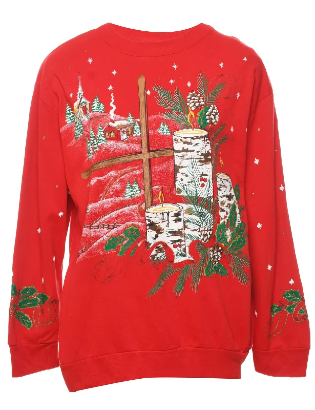 Festive Print Christmas Sweatshirt - M