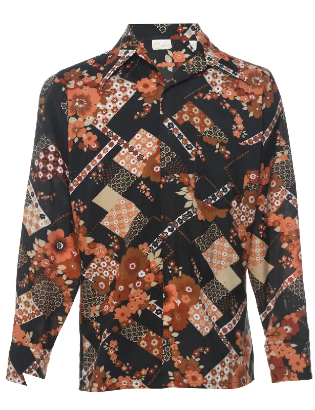 Floral Multi-Colour 1970s Shirt - M